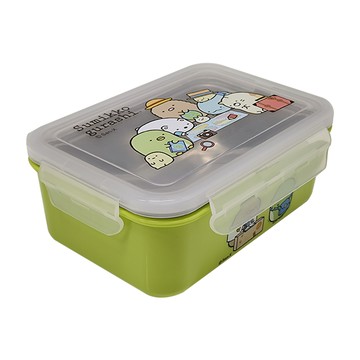 Sumikkogurashi 角落生物 不鏽鋼方形隔熱餐盒 約18.2x13.3x7.2cm  巴黎 綠色  1個