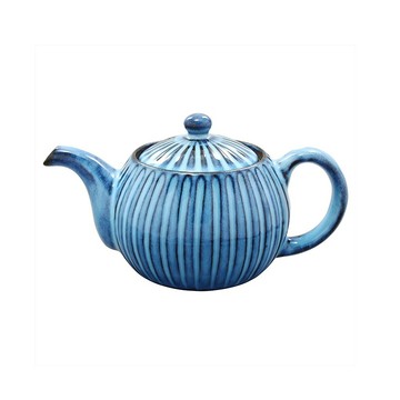 【 日本 波左見燒 】 利左エ門窯 手工 青荻雕紋 茶壺 泡茶壺 茶壺 日本手工茶具 日本茶壺 手工茶壺 母親節禮物