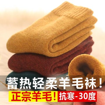 秋冬季襪子女士加厚加絨保暖中筒羊毛襪冬天美拉德毛圈黑色長襪潮
