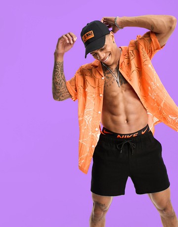 ASOS DESIGN 90s oversized floral burn out shirt in orange