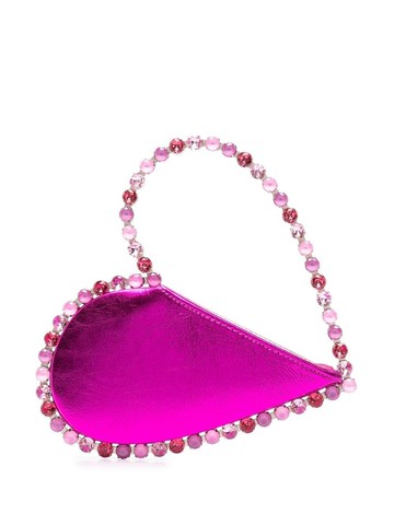 L'Alingi - Love heart-shaped satin clutch bag - women - Patent Calf Leather/Crystal - One Size - Pink