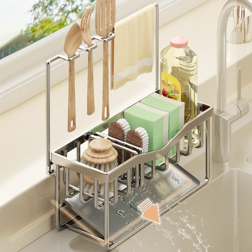 304不銹鋼海綿瀝水架水槽洗碗液抹布架掛籃洗潔精置物架廚房收納 廚房置物架 水槽瀝水架 抹布架 海綿架 菜瓜布瀝水架