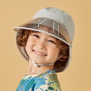 韓國 Victoria & Friends - UPF 50+ 可拆式防曬面板透氣遮陽帽-月光灰