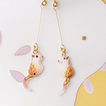 虹霓彩藝Rainbow-neo 尾巴晃晃系列 貓咪 耳環 耳勾 耳針