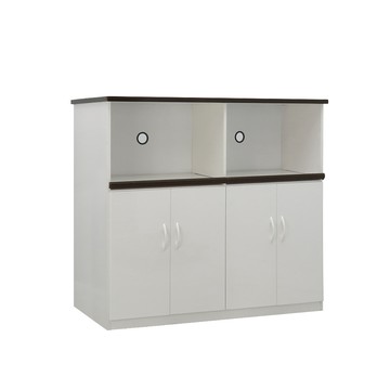 ASSARI-防潮防蛀塑鋼緩衝二拖盤電器櫃(寬129x深43x高112雪松