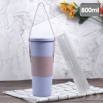 【限量出清】🔻原價$1180✎特價$788🔺GREEN CUP芊杯內外316不鏽鋼真空吸管杯-800ml-贈送皮革杯套+吸管組-1支組