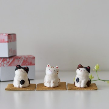 【Yourtableware】Line禮物獨家 日本 Ryukodo龍虎堂 金運 迷你招財貓 和紙擺飾