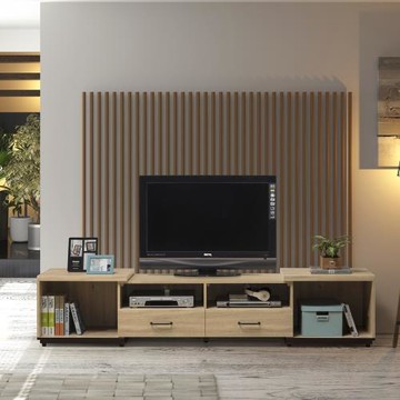 【直人木業】BOSTON原切木120公分到220公分伸縮電視櫃