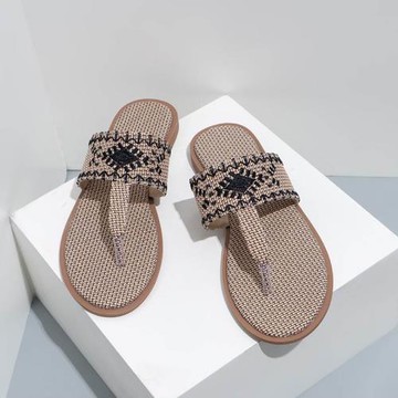 歐美平底亞麻人字夾涼拖女Summer Flat Sandals Flip Flops Women