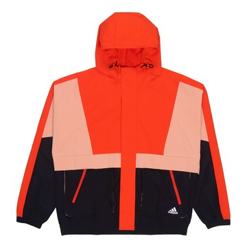 adidas Loose Logo Casual Contrasting Colors Woven Windproof Hooded Jacket Orange