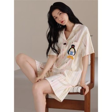 貓人全棉睡衣女款2026新款高級感夏季純棉短袖短褲開衫家居服套裝