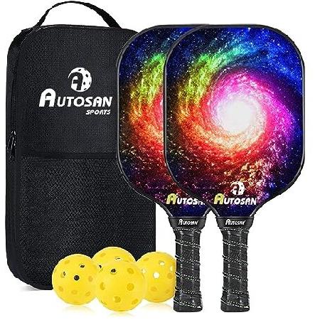 AUTOSAN Pickleball Paddles Set of with Balls, Honeycomb Core