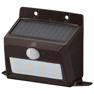 オーム電機 センサーウォールライト(200lm/ソーラー充電式/電球色LED/ブラウン) LS-S120PN4-T