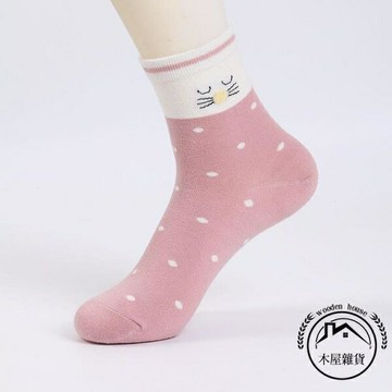 襪子女純棉中筒襪夏季女士棉襪春秋季薄款卡通可愛女襪全棉長襪【木屋雜貨】