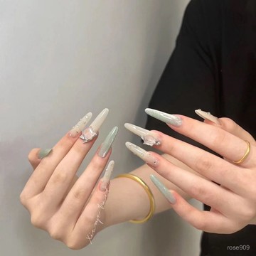 ✨Hannah✨穿戴甲手工綠蘿清冷公主可拆卸高級輕奢小衆純慾風氣質穿戴美甲純手工穿戴甲 9VFA