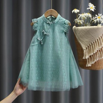 女童夏季國民風旗袍裙小女孩洋氣公主裙女寶寶時髦夏裝漢服公主裙