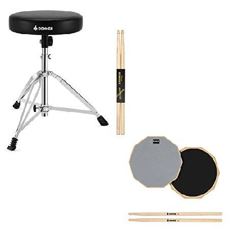 Donner Drum Throne Set ＆ Drum Practice Pad with Drum Sticks 並行輸入品