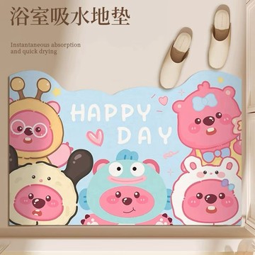 可愛地墊 吸水地墊🎀 新卡通loopy露比防滑吸水硅藻泥浴室速干地墊家用衛生間腳墊防摔