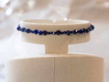 青金石- 十二月 誕生石 925 SILVER切面青金石2.5mm- 細緻手鏈gf