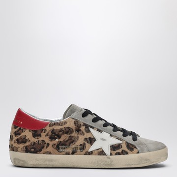 Super-star sneakers in leopard-print pony hair