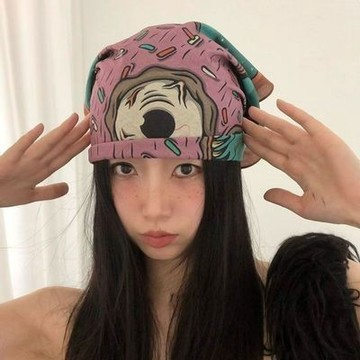 【台灣有貨】實拍 美式復古甜酷Y2K千禧辣妹 粉色可愛趣味運動戶外百搭頭巾方巾髮帶