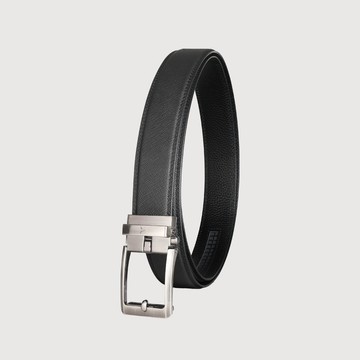 【免費升級送禮包裝】職場型男 方形鏤空自動扣皮帶-銀色/VA019