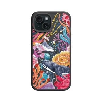 iPhone 15 SolidX 黑 - Ocean Collection: Let's Sea 海洋系列：一路向海 - 海底花花世界（鯨鯊版）