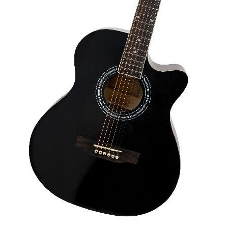 Vault EA-20 Full-Size Cutaway Acoustic Guitar Black Bundle with Gig Bag, Tuner, Picks, Strap, and String Winder並行輸入