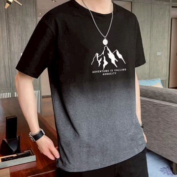 男生衣服男女衣著 短袖上衣 大學T 短T男生漸層印花短袖 韓版短T 短袖上衣 短袖T恤男ATT110【FIZZE】