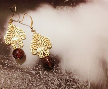 【往日情懷】手工金沙琉璃 香氛 精油 耳環  輕珠寶