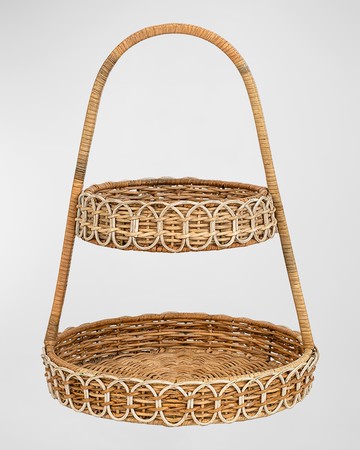 Provence Rattan Two Tiered Server - Whitewash