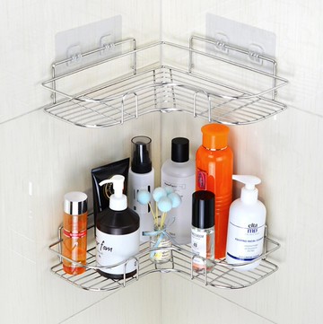 【不銹鋼三角置物架】不銹鋼角落架 壁掛三角收納架 牆角不鏽鋼置物架 免釘免鑽孔轉角架