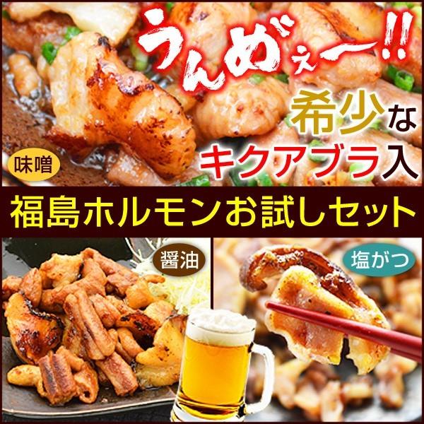 ホルモン 焼肉 ホルモン焼 福島 ホルモン お試し セット 豚ホルモン 菊脂 キクアブラ 福島県産 醤油2パック 味噌2パック 塩がつ1パック