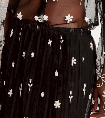 Toteme Embroidered plissé tulle midi skirt