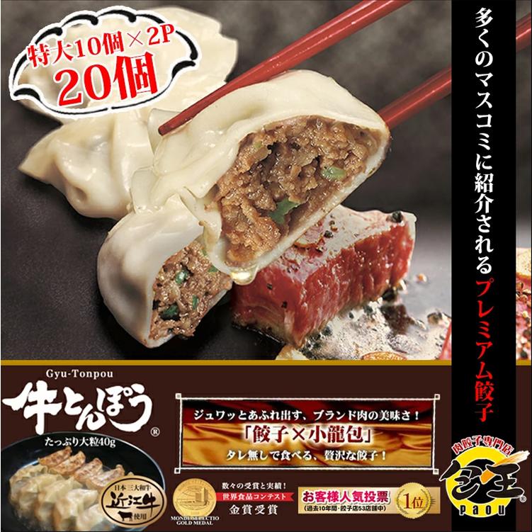 餃子 取り寄せ 肉大盛餃子 40g 20個 (10個×2P) 特大 牛とん包 paou 包王 冷凍便 同梱不可 指定日不可 産直