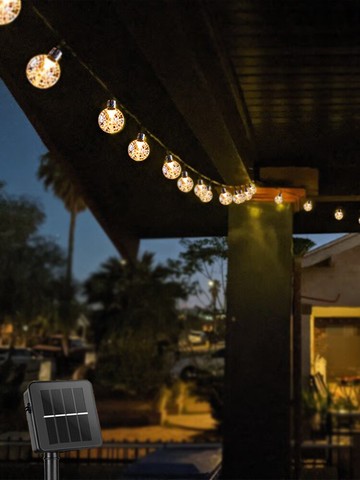 太陽能戶外櫻花蜜蜂彩閃掛串燈小圓氣泡球花園露臺節日氛圍裝飾