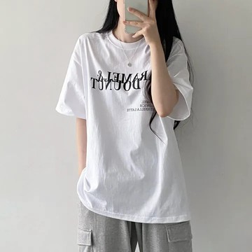 Vuja de 純棉 t恤 短袖上衣女 印花 字母T恤 韓國上衣 oversize T恤 美式复古 寬鬆上衣 ins風