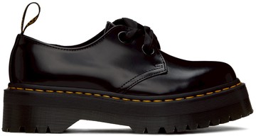 Dr. Martens 黑色 Holly Leather Platform 德比鞋