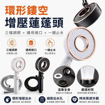 【加壓鏤空蓮蓬頭+水管套組】一鍵止水 耐摔  母親節送禮