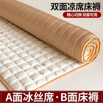 夏季涼感墊子 夏季軟涼墊 涼席艾薇冰絲涼蓆雙面冬夏兩用夏涼墊可機洗軟墊牀墊空調軟席子可摺疊 床墊 涼感床墊 涼席床墊