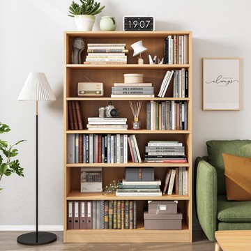 實木色書柜置物柜家用柜子儲物柜展示柜組合柜客廳書架落地收納柜
