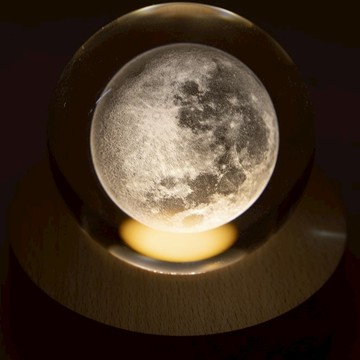 【賽先生科學工廠】月球水晶紙鎮組(含發光底座)