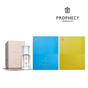 Prophecy Morocco 鉑翡斯 七夕玫瑰光澤組｜超級複方油 玫瑰煥顏 28ml+完美極萃面膜 鎖水能量(五入組)+完美極萃面膜 透亮能量(五入組)