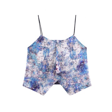 珊瑚斑斕印花細肩帶背心