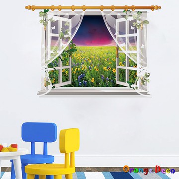 【橘果設計】窗外夕陽 壁貼 牆貼 壁紙 DIY組合裝飾佈置