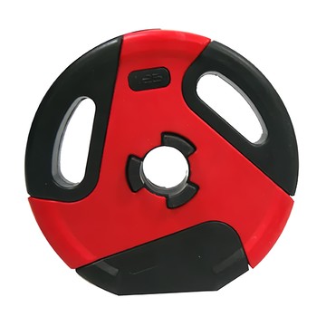 TREEWalker 炫彩啞鈴槓片 1.25kg 直徑13x厚3.5cm 內徑3cm Pe塑膠+灌沙  1個  紅