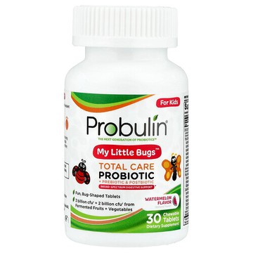Probulin, My Little Bugs™，兒童全護理益生菌 + 益生元和益生素，西瓜味，30 片咀嚼片
