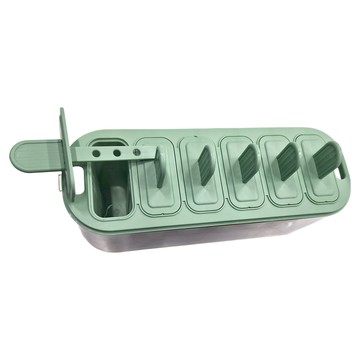 防凍冰棒模具 隱形雙把手設計 食品可接觸材質 卡扣式開合蓋子  240 x 130 x 80mm  鼠尾草綠  1個