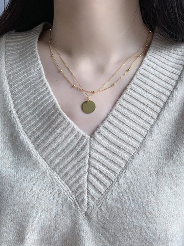 S925圓牌雙層項鏈