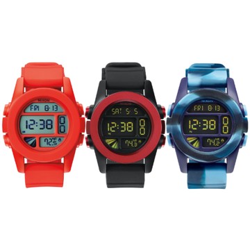【NIXON】UNIT電子錶 具溫度顯示功能 迷彩 黑紅色 時尚紅 矽膠錶帶 手錶 男錶 女錶 禮物